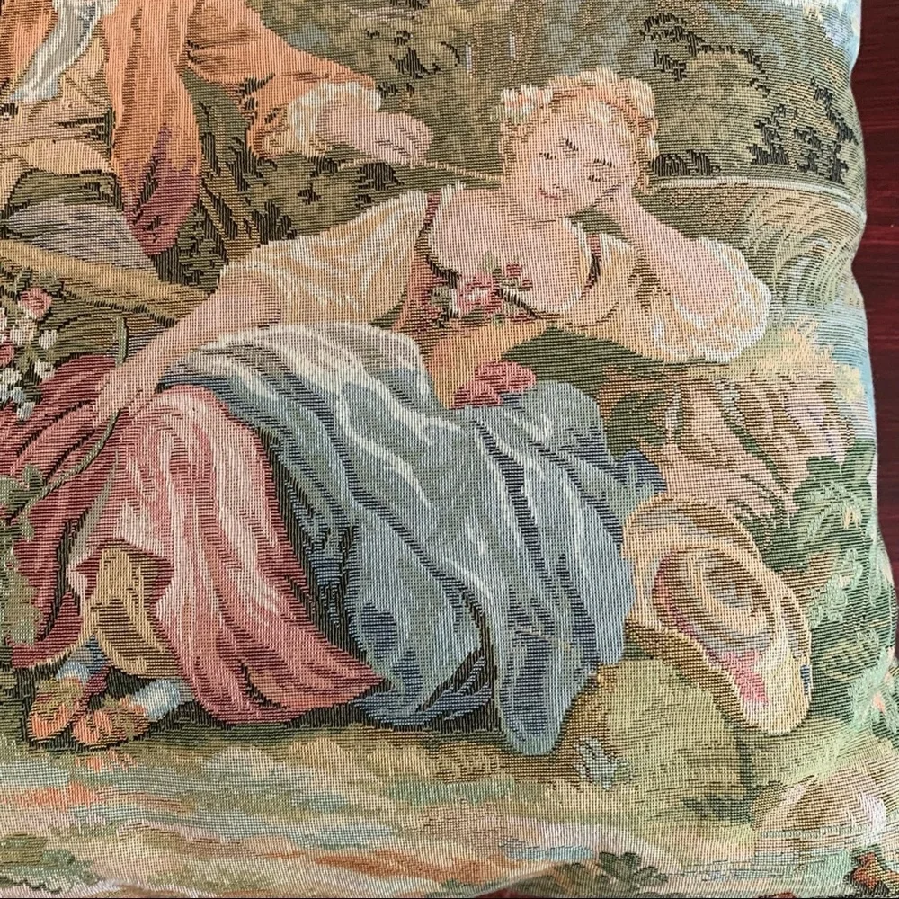 Vintage Italian tapestry decorative throw pillow